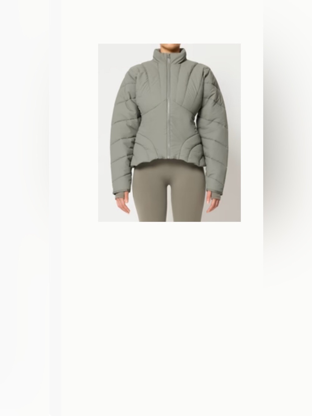 Khy SCULPTED PUFFER JACKET DUSTY OLIVE Sage Green Kylie Jenner Coat Zip